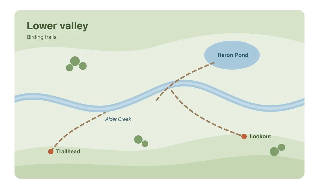 A trail map of the lower valley in a note, 480 pixels wide.