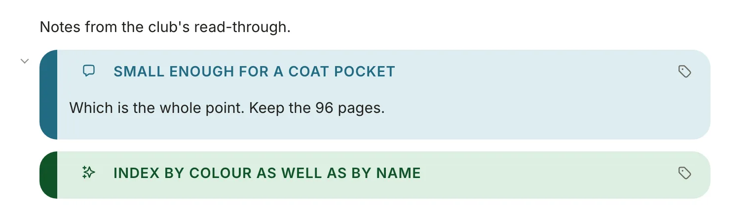 Two toggle Sprouts: an open Quote with a chevron at its left, and a folded Tip showing only its title.